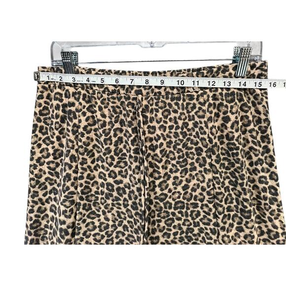 Ces Femme Wide Leg Pants Womens L Brown Leopard Print High Rise Resort Boho Chic - Picture 6 of 14